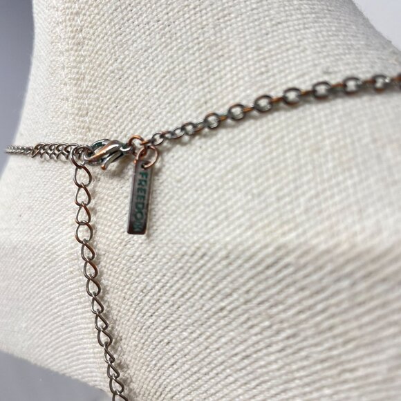 Freedom Brand Pendant Chain Necklace Southwest Silver-Tone‎ Turquoise Color - Picture 7 of 11